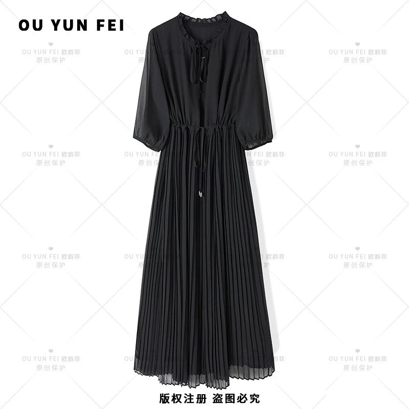 法式连衣裙女新款气质显瘦穿搭时尚洋气印花长裙HA1003