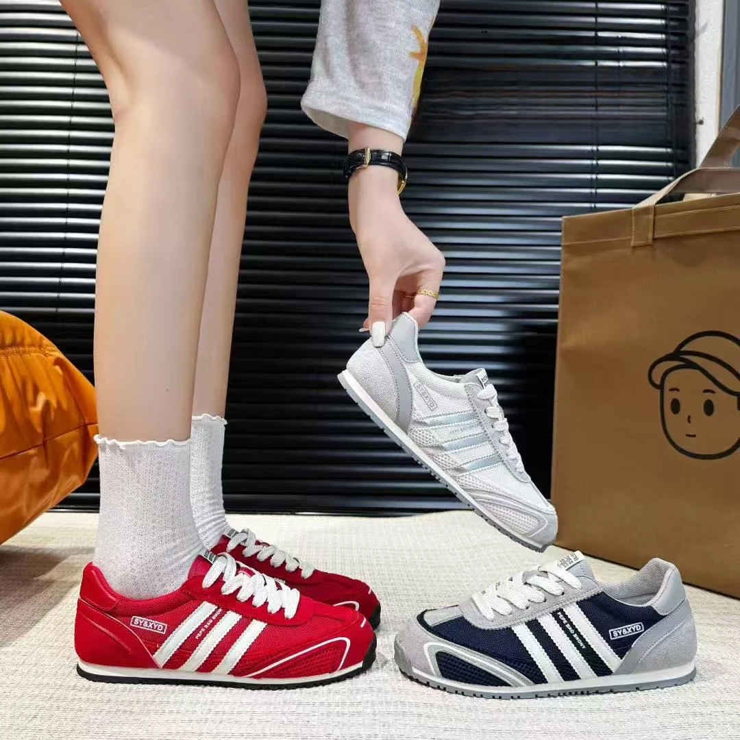 网面德训鞋女2025夏季新款爆款小众透气百搭内增高休闲运动阿甘鞋