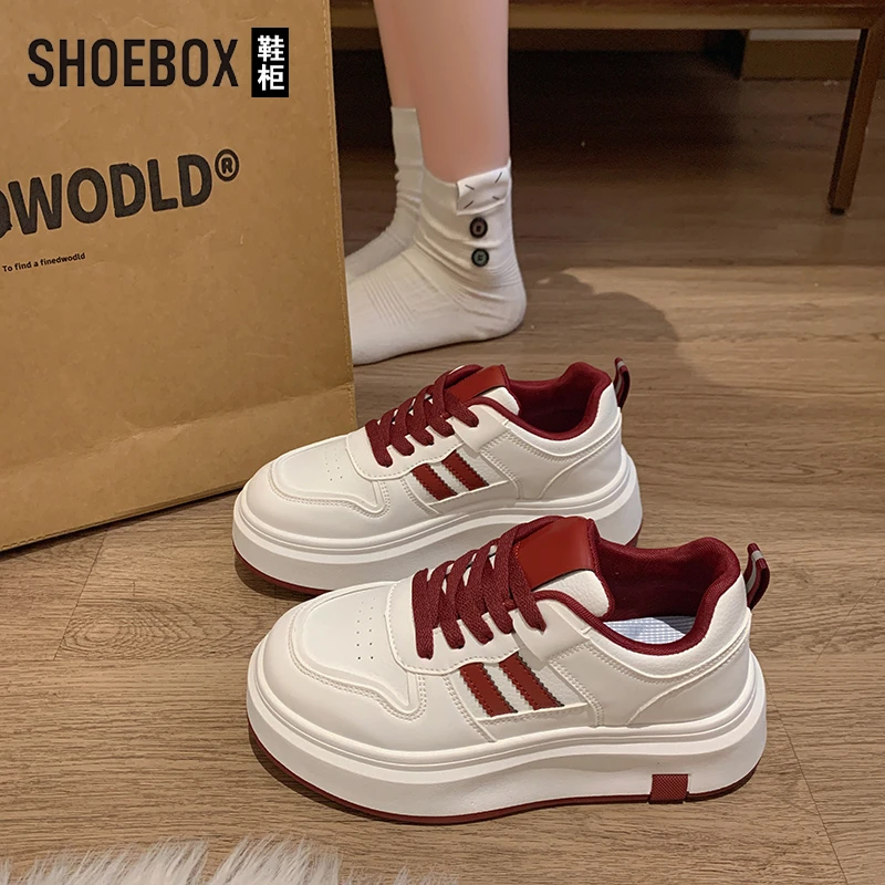 SHOEBOX鞋柜松糕小白鞋女款2025秋季新款厚底百搭休闲运动板鞋