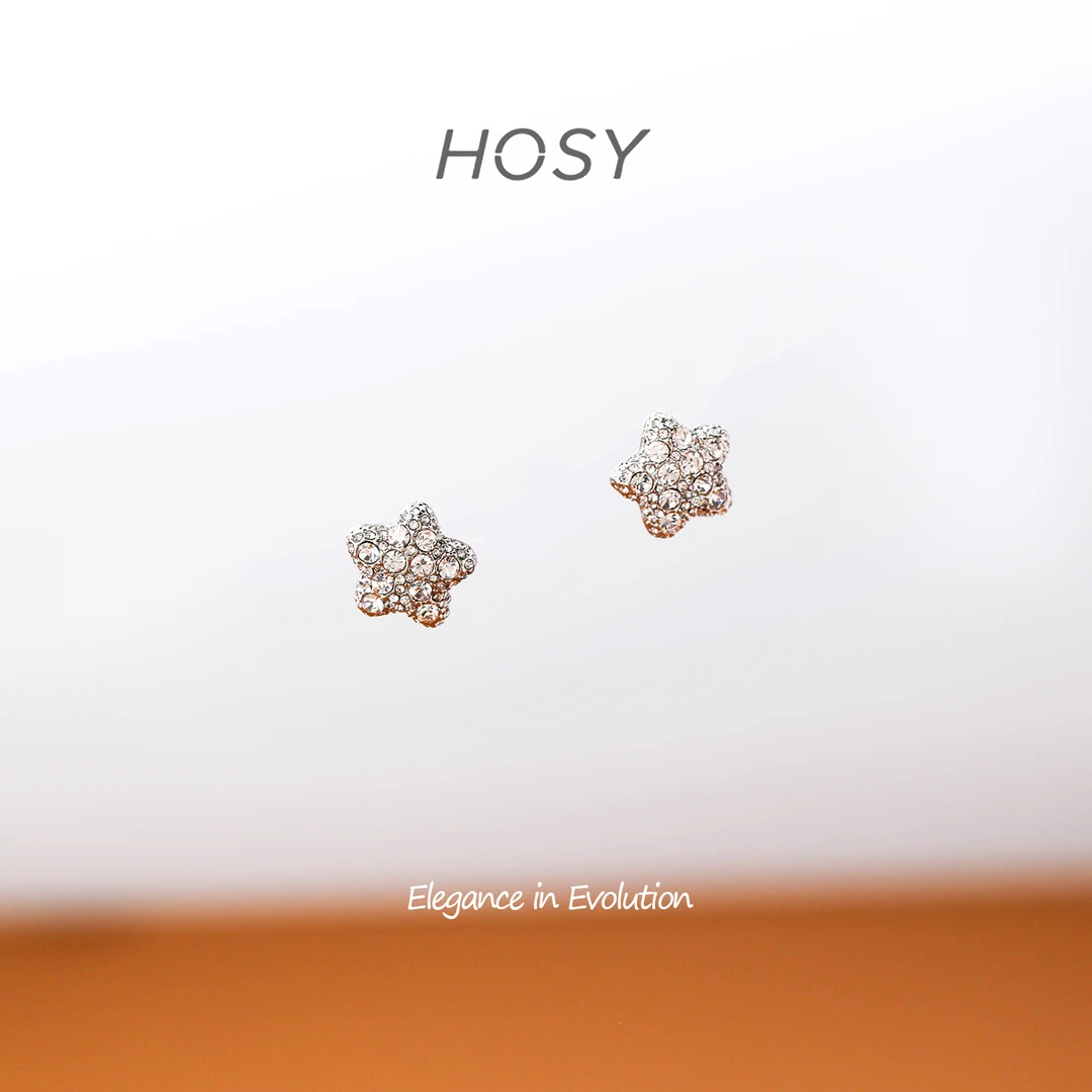 铜合金锆石耳饰 五角星满锆耳饰 日常百搭甜美感耳环