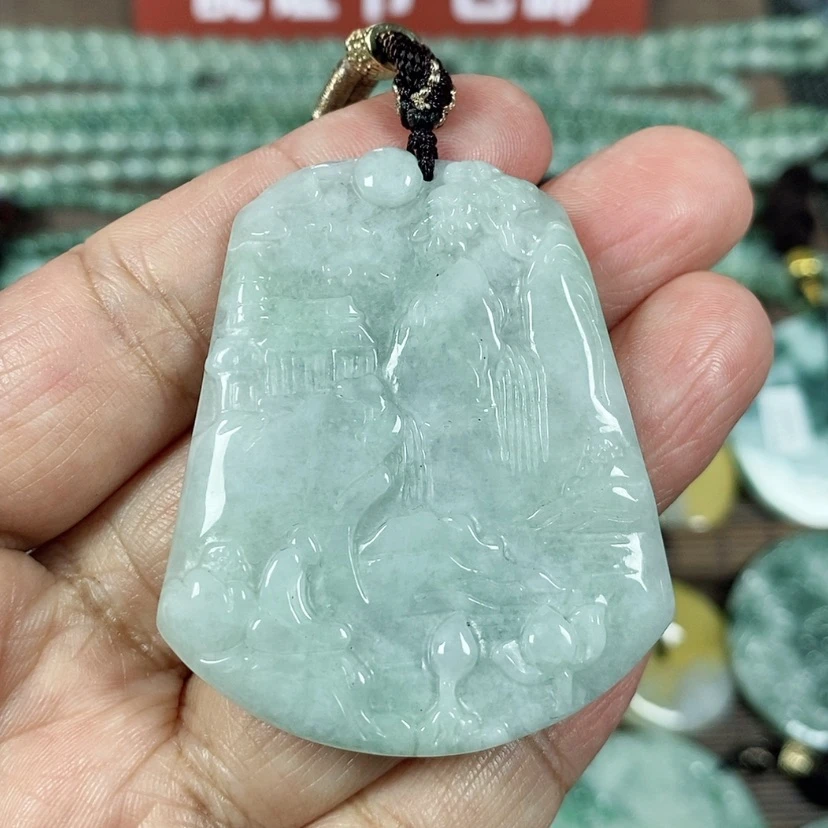 【闪购商品】翡翠颈饰未镶嵌玉吊坠翡翠玉山水牌