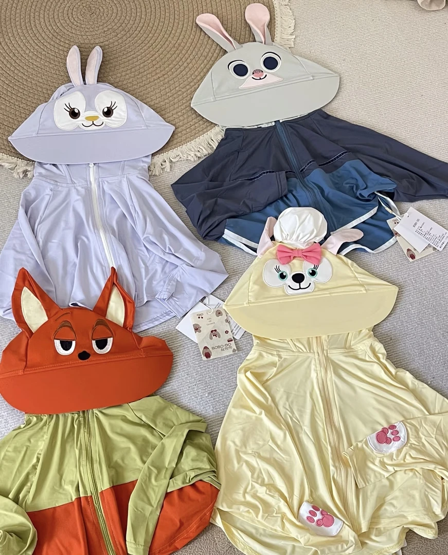 (吊牌随机)夏季宝宝卡通冰感连帽防晒衣儿童防晒斗篷