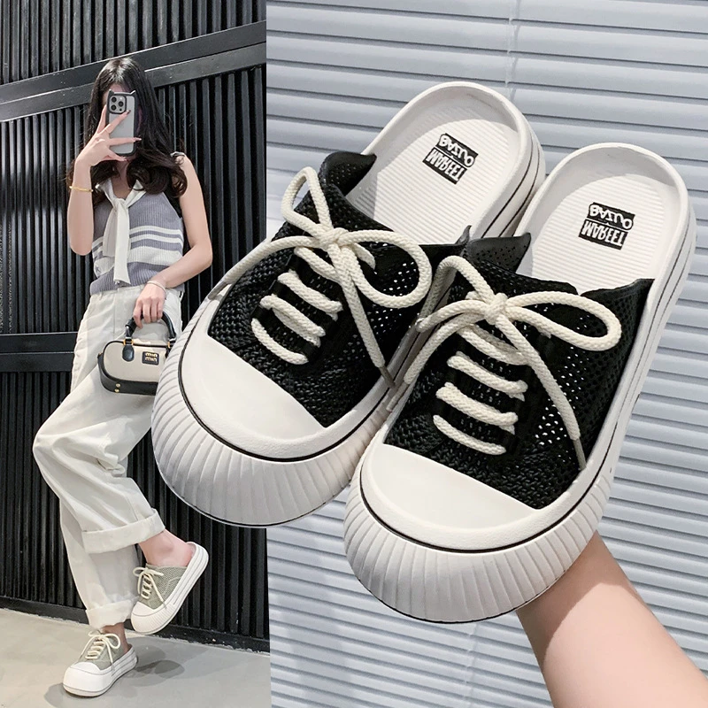 洞洞鞋女夏季新款透气室内居家厚底踩屎感外穿防滑包头休闲拖鞋女