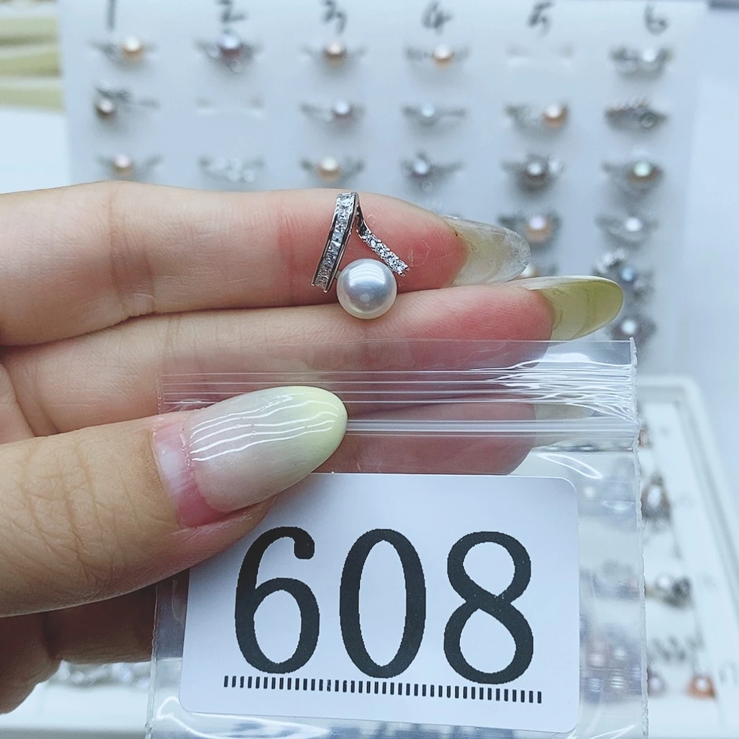 D***号戒指银S925镶嵌淡水珍珠608