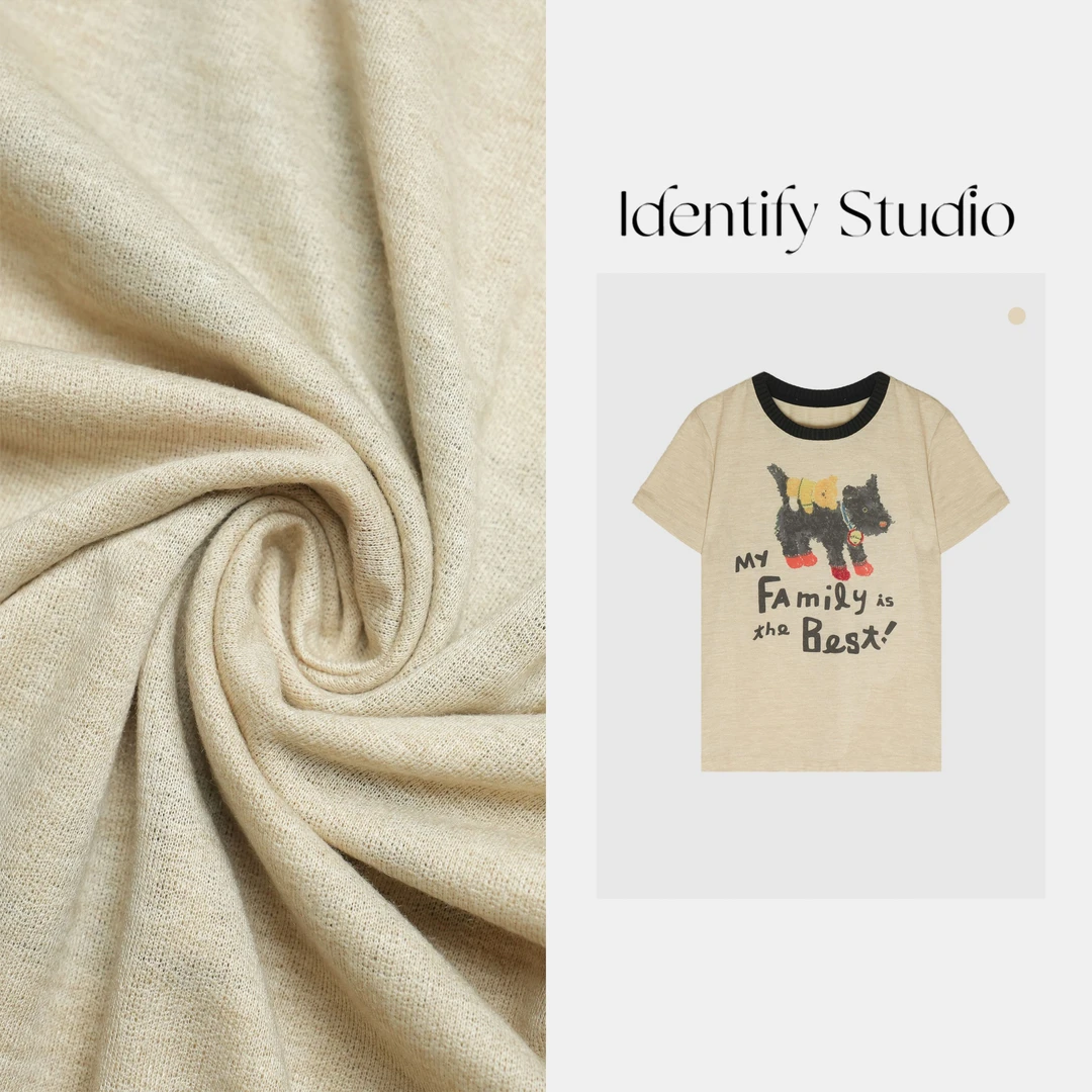 IDENTIFY"汪汪物语"春夏新款设计感绣珠印花小狗短袖T恤上衣25SS