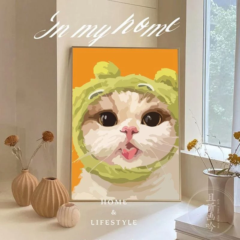 萌猫咪可爱装饰画现代简约北欧ins风治愈系宠物小众客厅卧室挂画