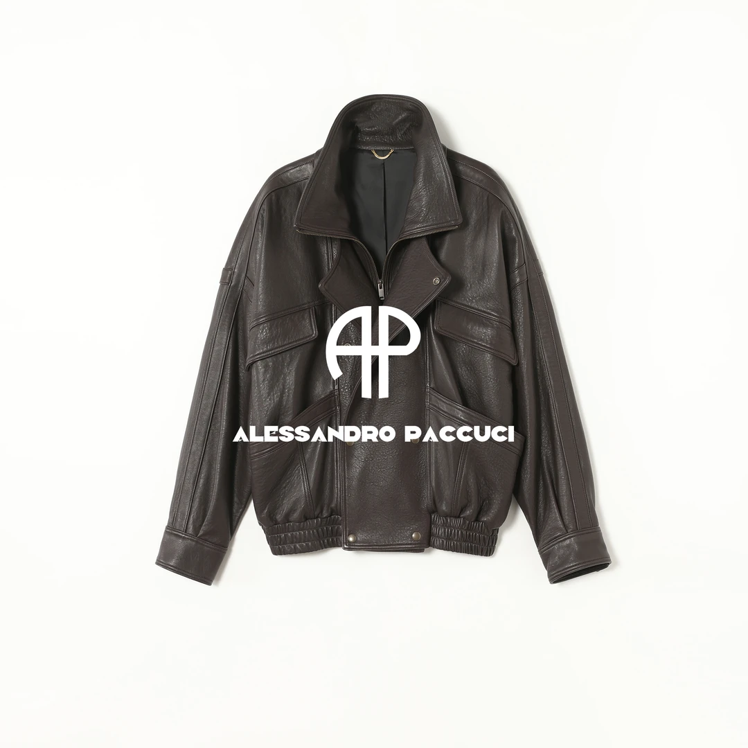 AP洛哥54084PY【新西兰/黑标系列】进口羊皮双层领口两色廓形皮衣