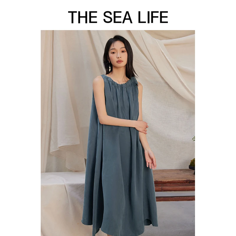 THE SEA LIFE欧海一生 无袖连衣裙女24夏慵懒风优雅中长裙UE11101
