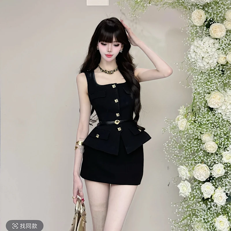 新品YeYe（琉金夏夜）时尚套装简约通勤修身套装-25673