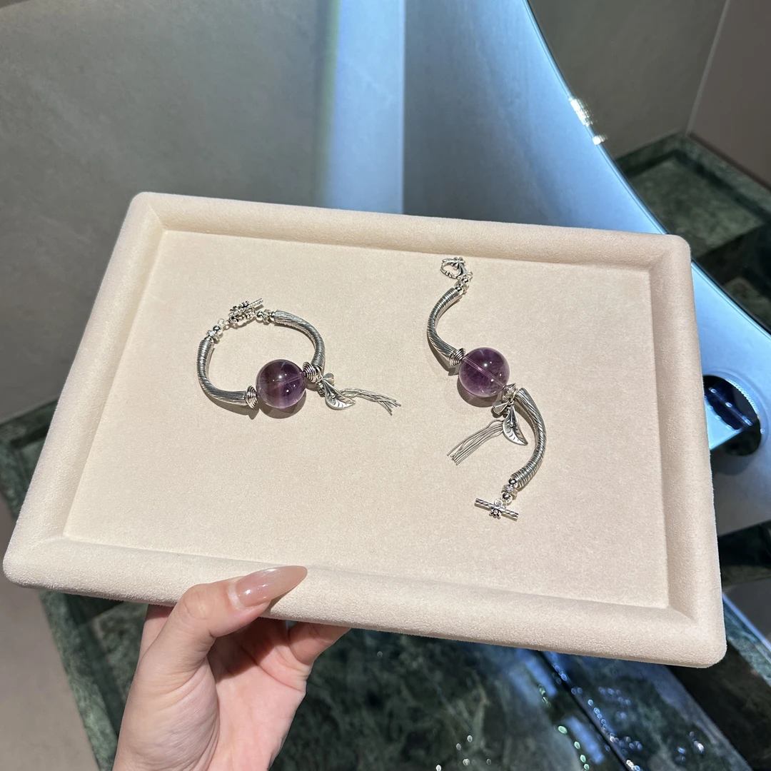 天然水晶黑加仑紫兔毛水晶手串17-18m（多样性发其一）A777