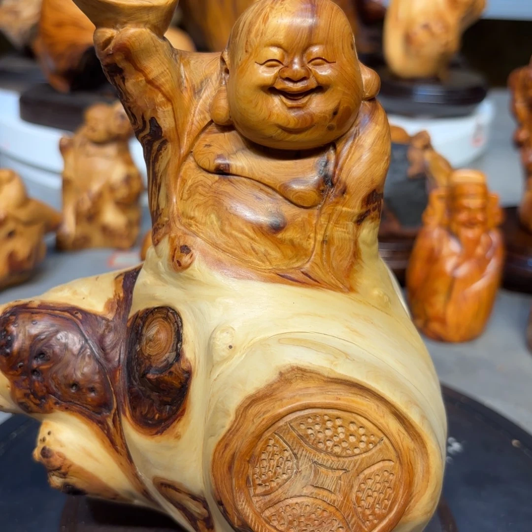 木太行崖柏弥勒佛