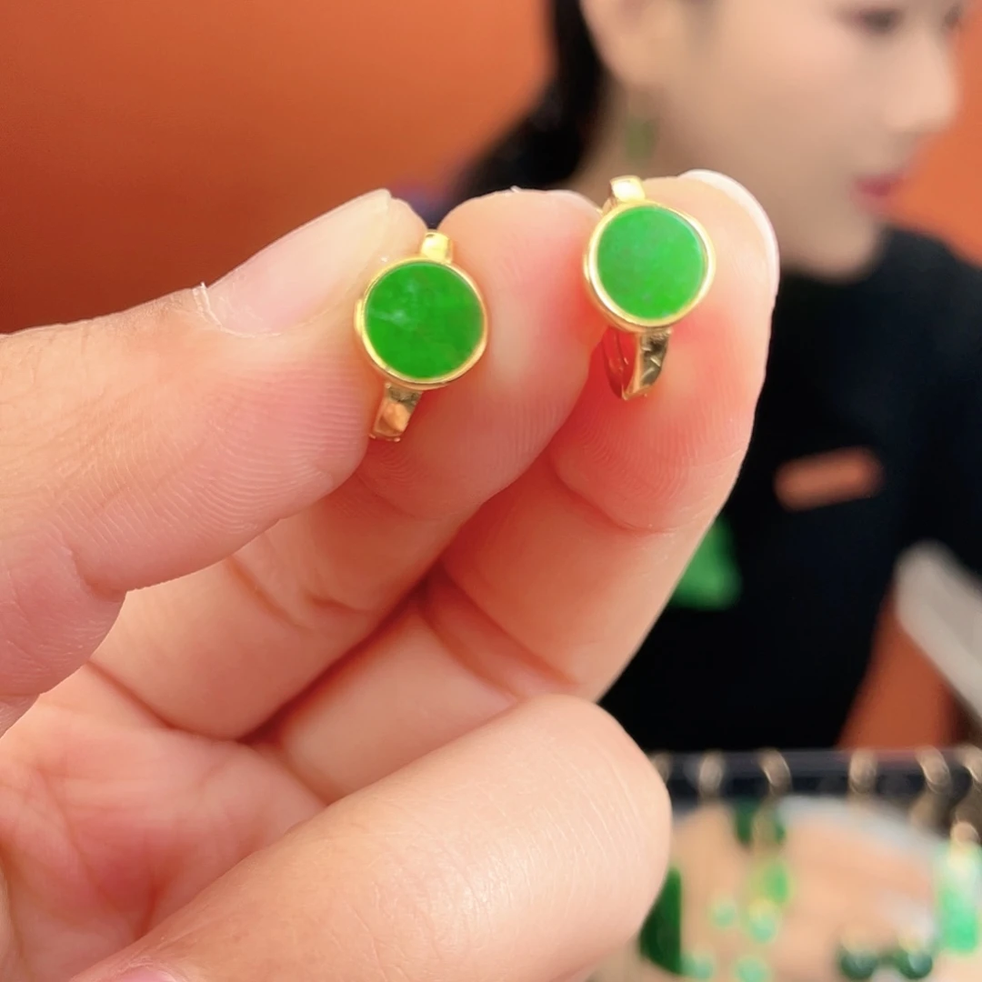 翡翠银S925镶嵌耳饰