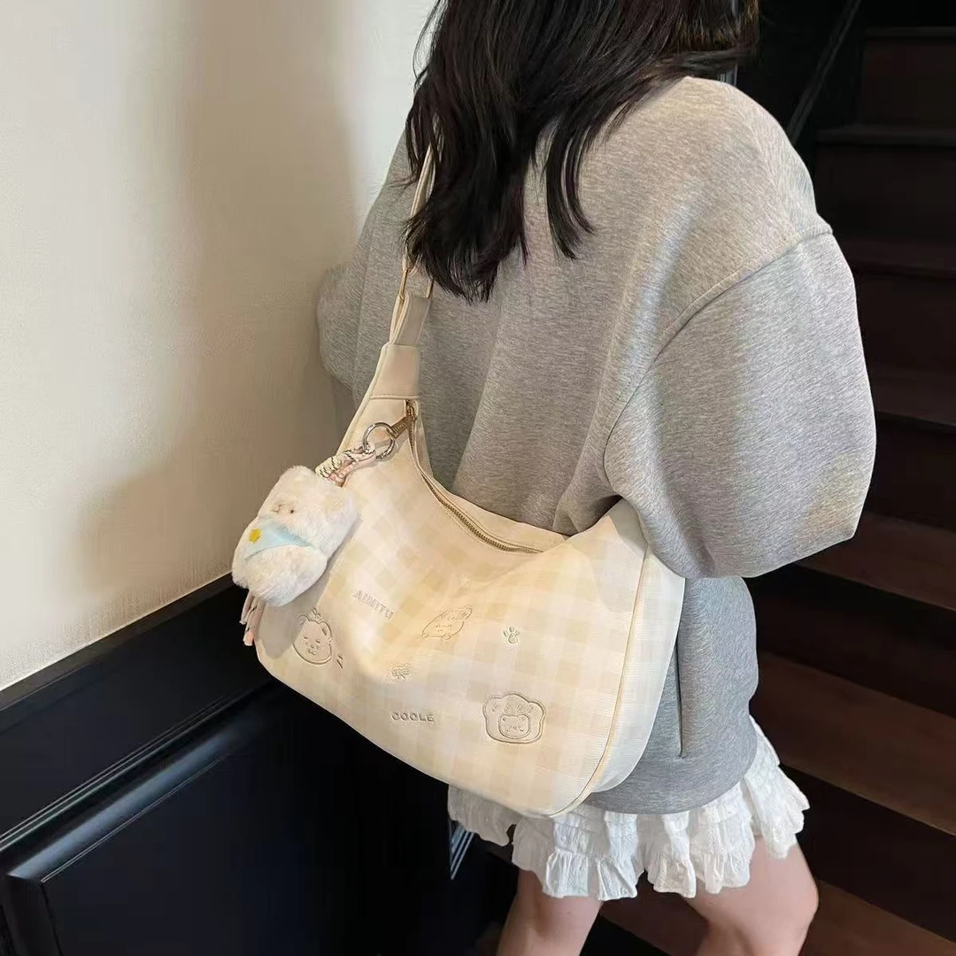 女包2025新款百搭洋气小众时尚格子设计简约潮流斜挎单肩包-邮