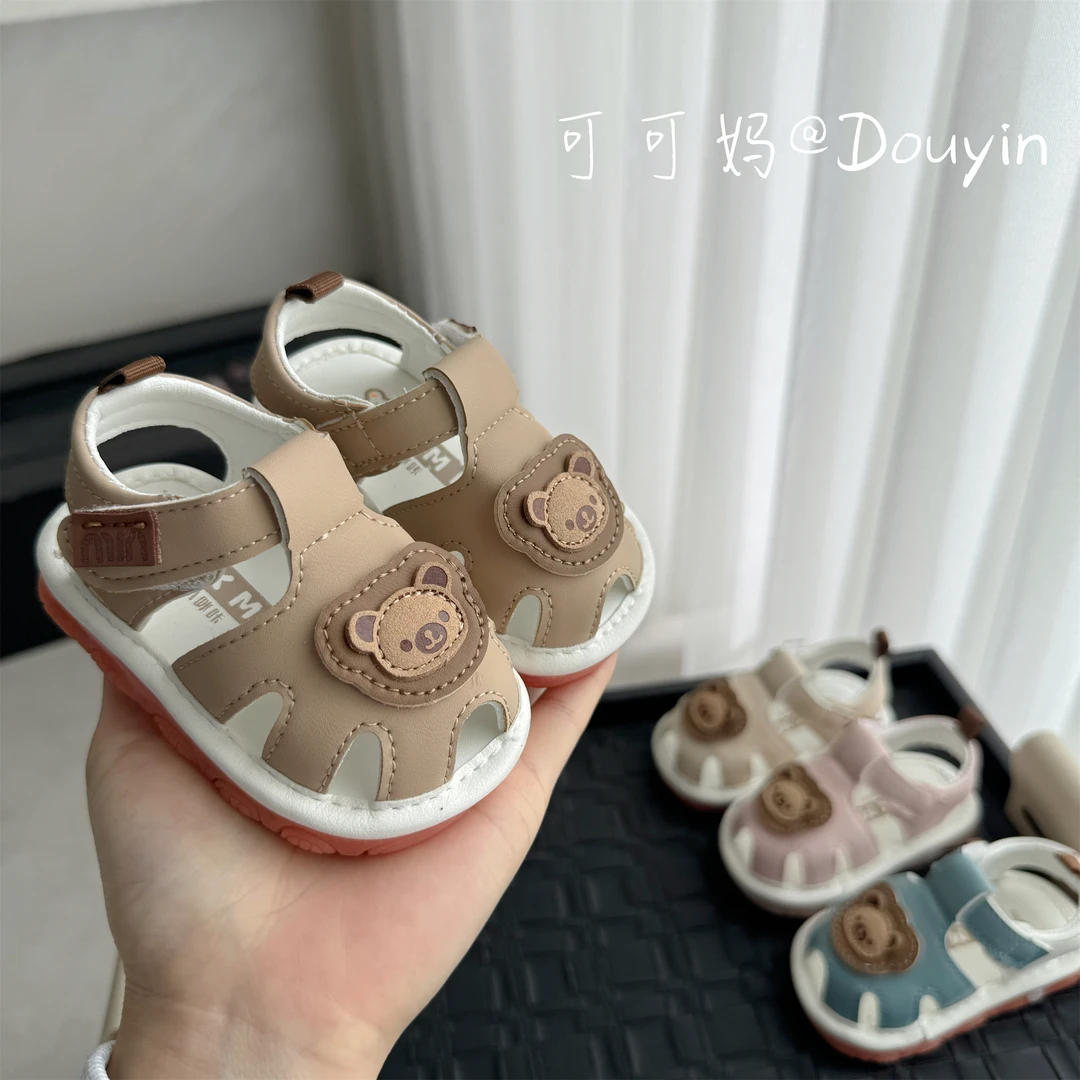 婴幼儿鞋子夏季新款1-2岁叫叫鞋卡通软胶底宝宝凉鞋婴幼童学步鞋