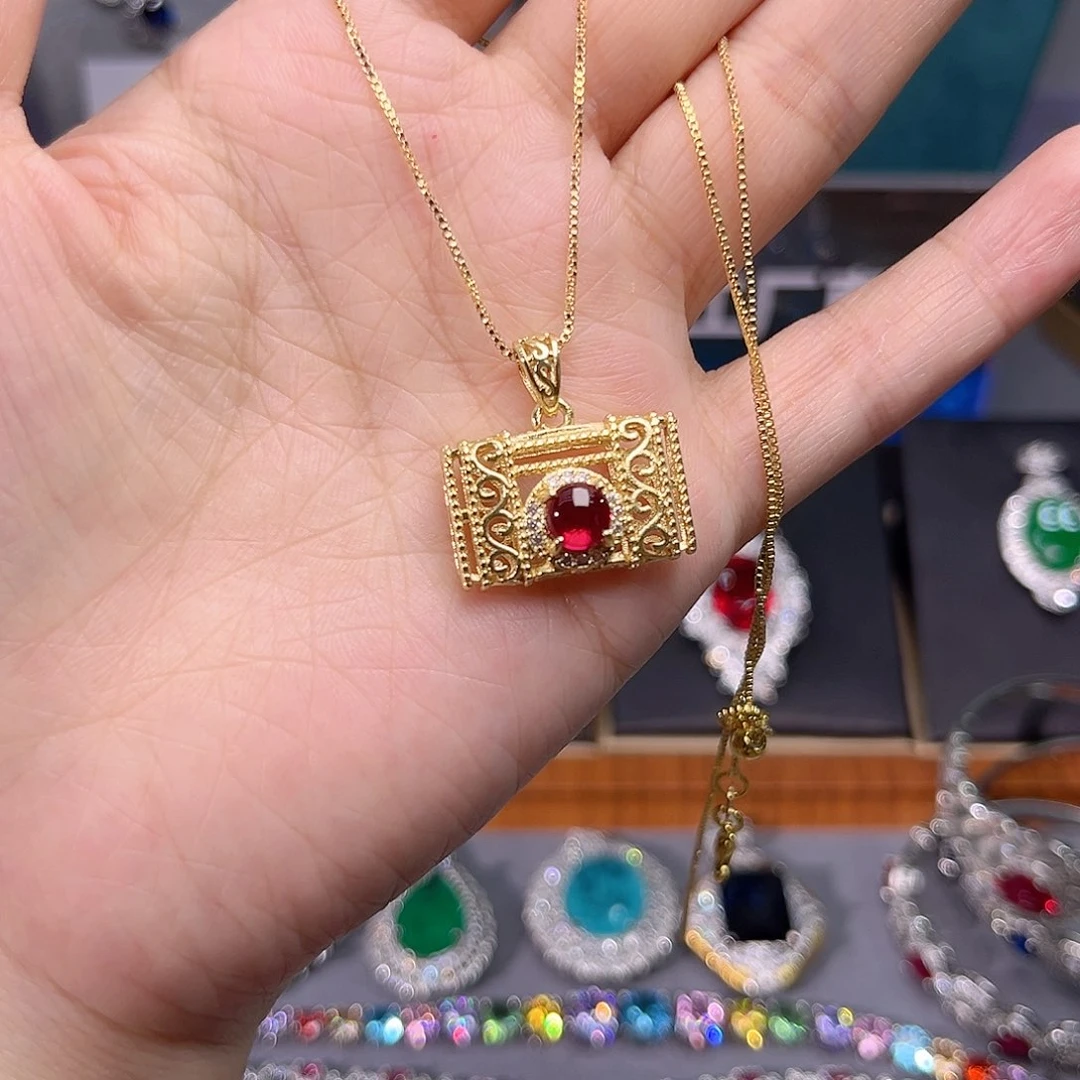 银S925镶嵌颈饰红宝石w 97