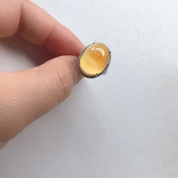 琥珀未镶嵌戒指天然缅甸琥珀戒指