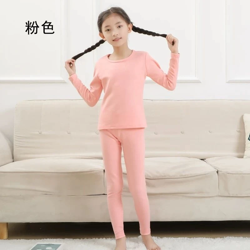 儿童打底羊毛蚕丝双面保暖加厚男童女童内衣套装男孩女孩秋衣秋裤