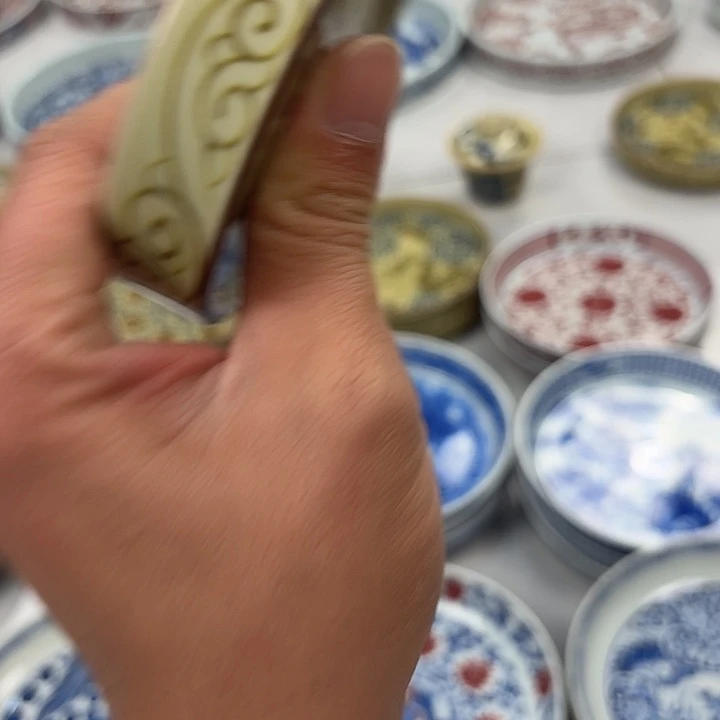 瓷片釉里金鱼藻杯垫景德镇