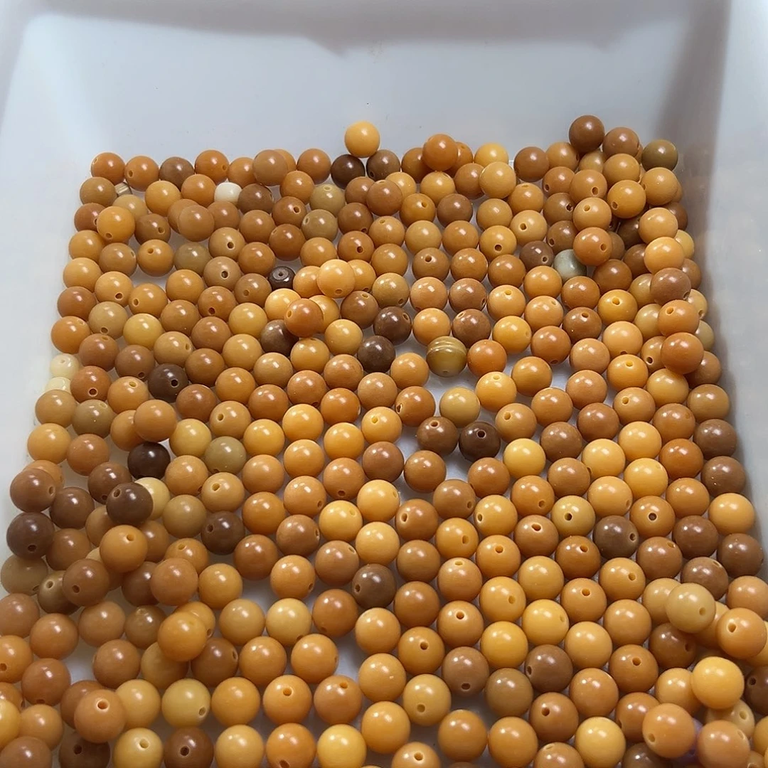 菩提根/象牙果吊坠100颗卡13鸡油黄圆珠