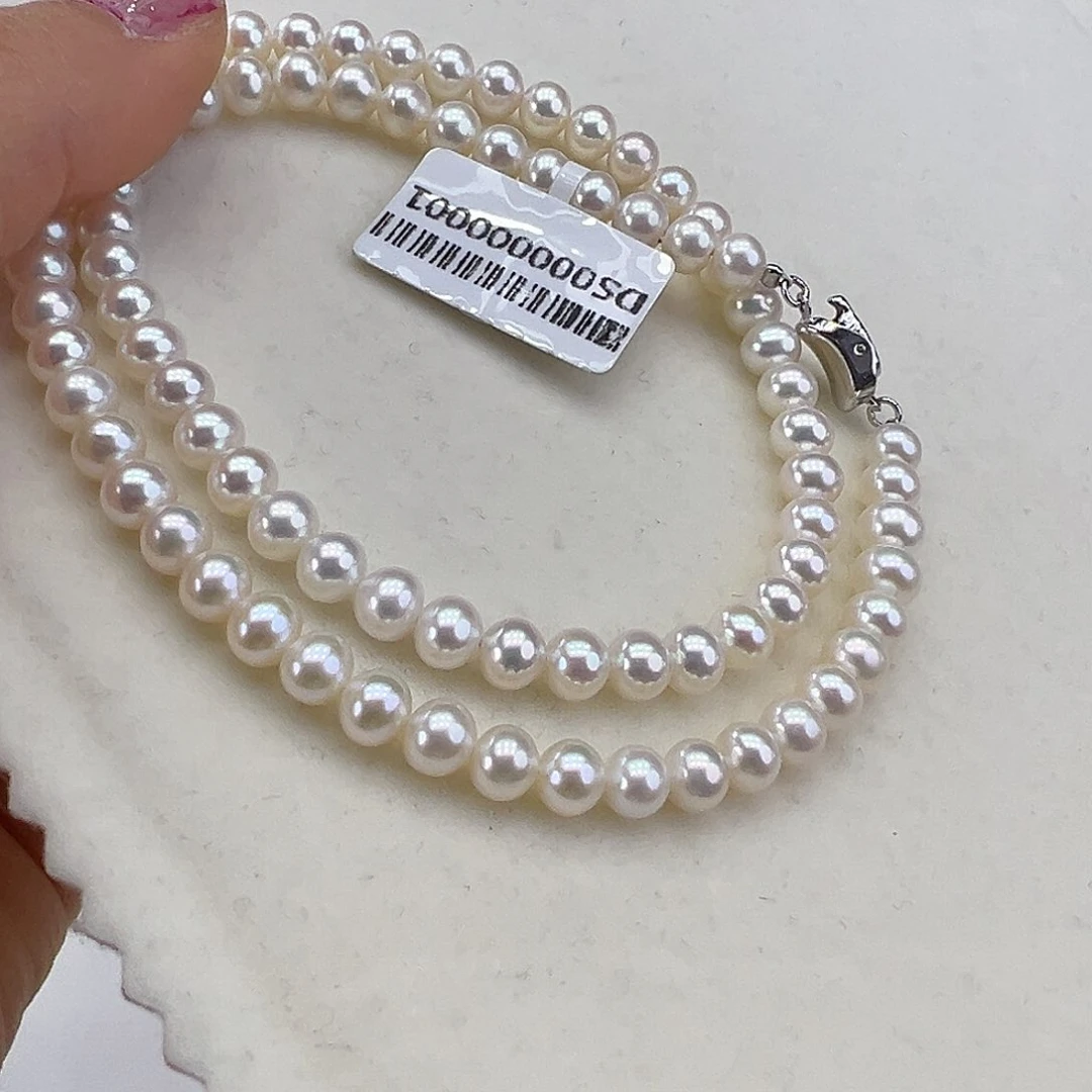 淡水珍珠项链银S925镶嵌➕5.6极光炫彩天女粉