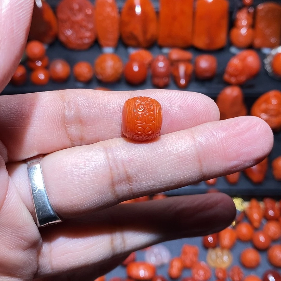 *****南红玛瑙未镶嵌保山精工回纹12.6