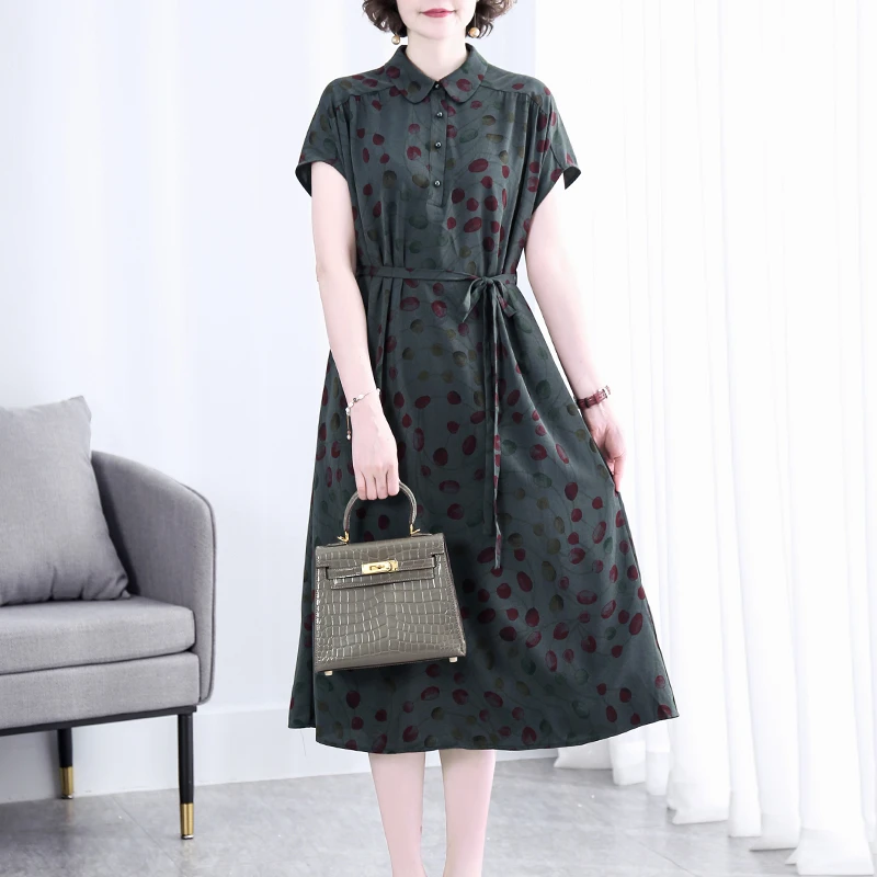 KA235565妈妈气质裙子夏季高贵中老年遮肚子洋气连衣裙