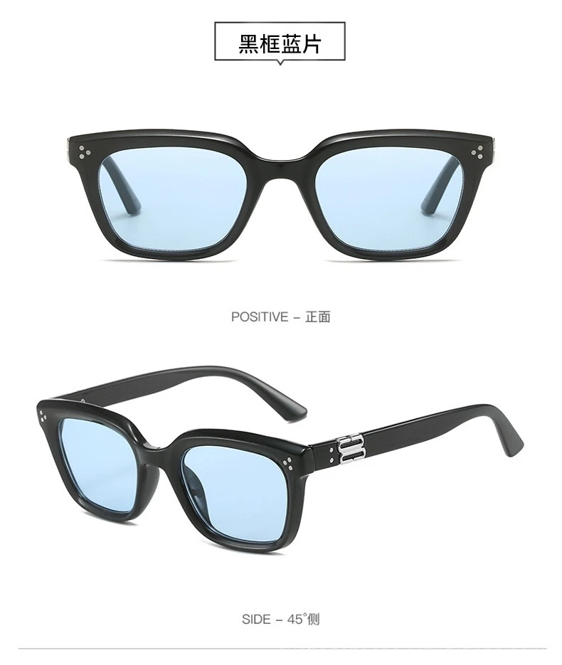 百搭显脸小黑框夏日蓝素颜musee复古偏光防紫外线近视太阳眼镜男