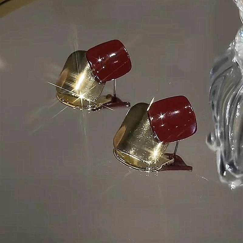 耳环2025新爆款高级感耳饰耳饰拼接色菱形耳坠时尚轻奢精致小众设