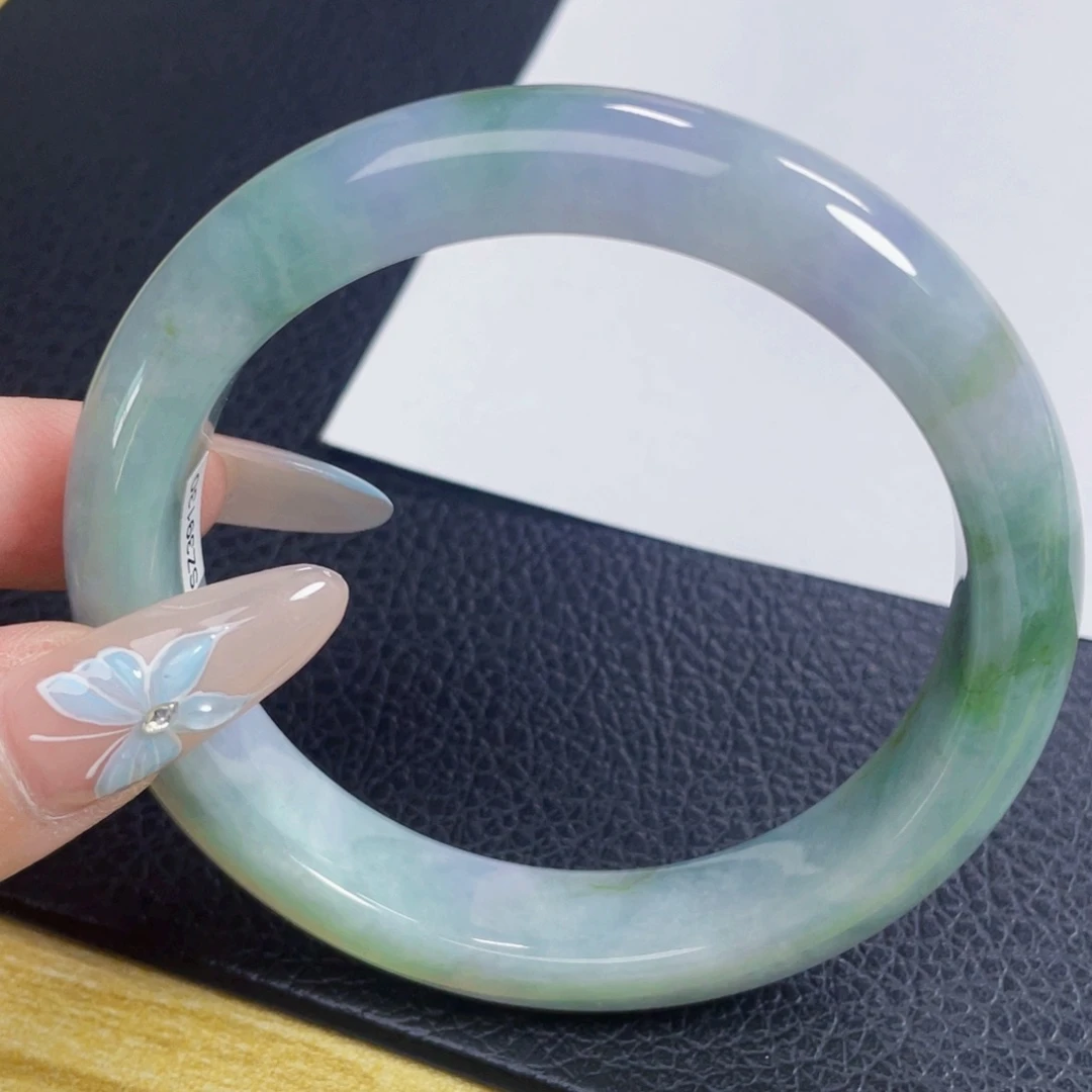 翡翠手镯未镶嵌57圈有纹扣手买断不退换