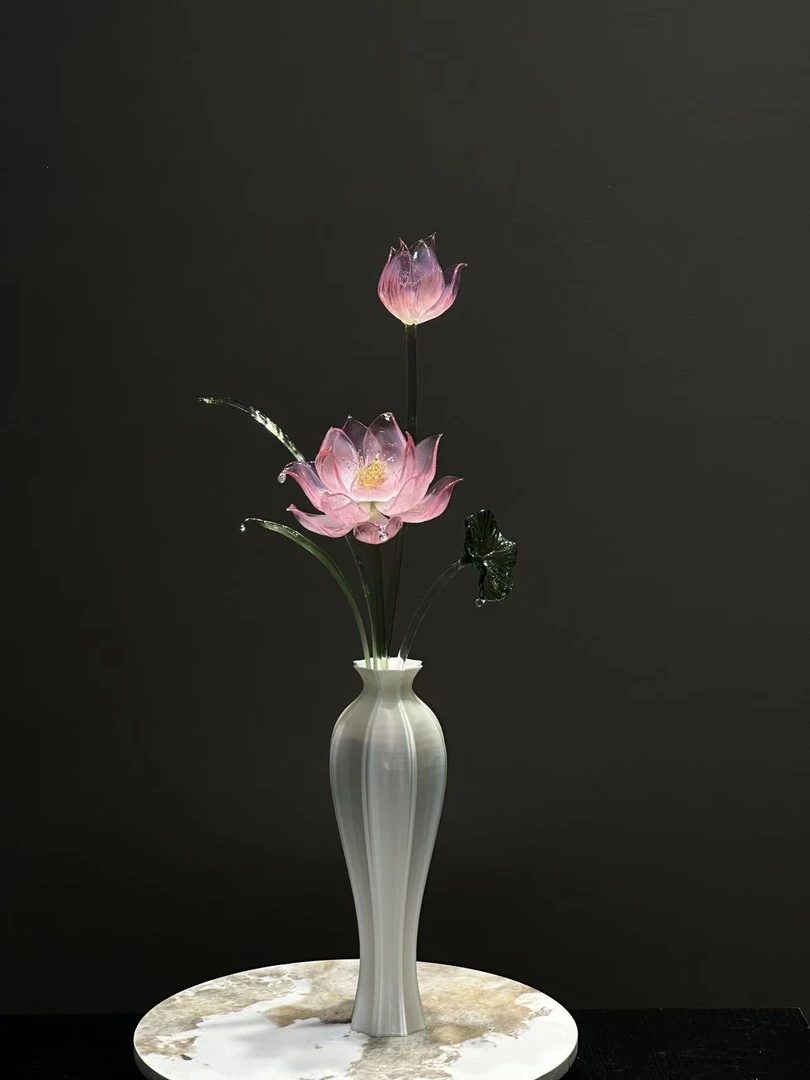【醉红颜】金红琉璃莲花客厅玄关装饰高级感摆件轻奢高颜值佛礼摆件