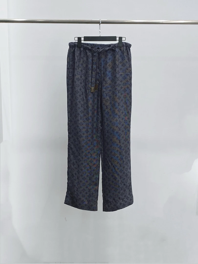 99新 LouisVuitton/路易威登 满印桑蚕丝阔腿长裤 38码