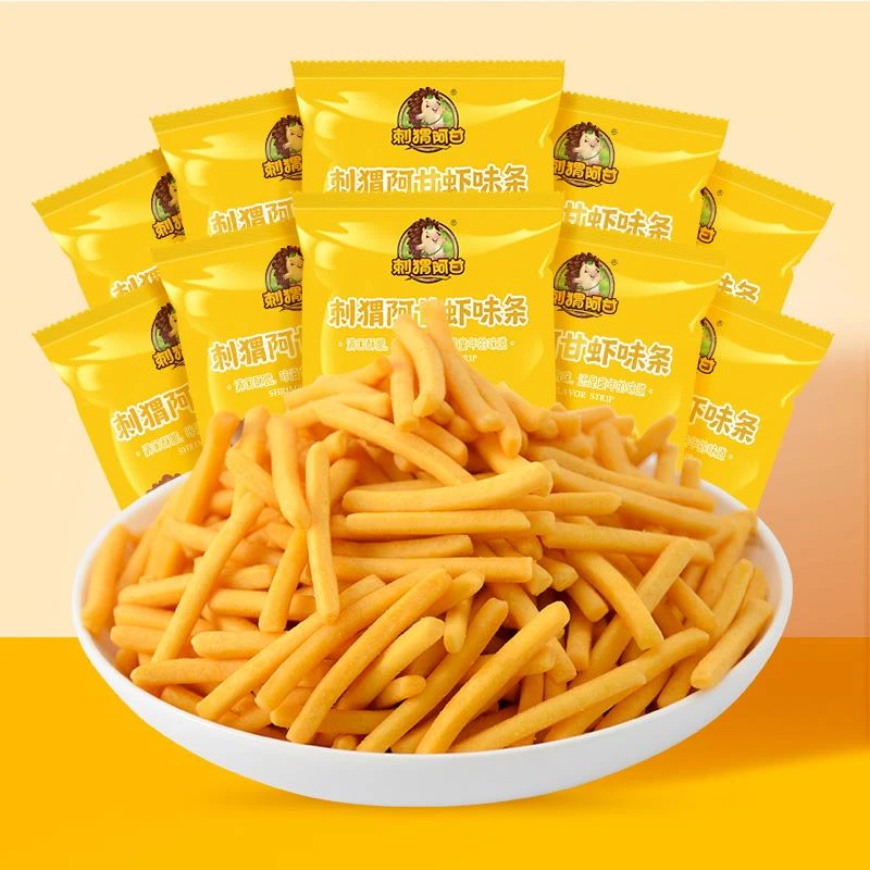 【主播推荐】刺猬阿甘虾味条16g*15包休闲零食膨化食品小包装虾条