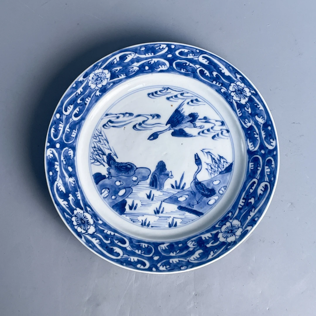 清代康熙青花飞鸣食宿盘/M25IZ001239