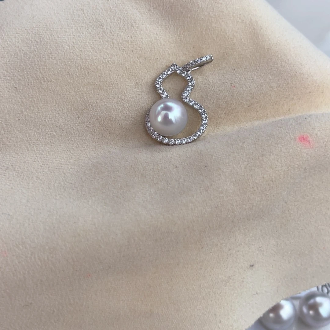 银S925镶嵌海水珍珠澳白吊坠