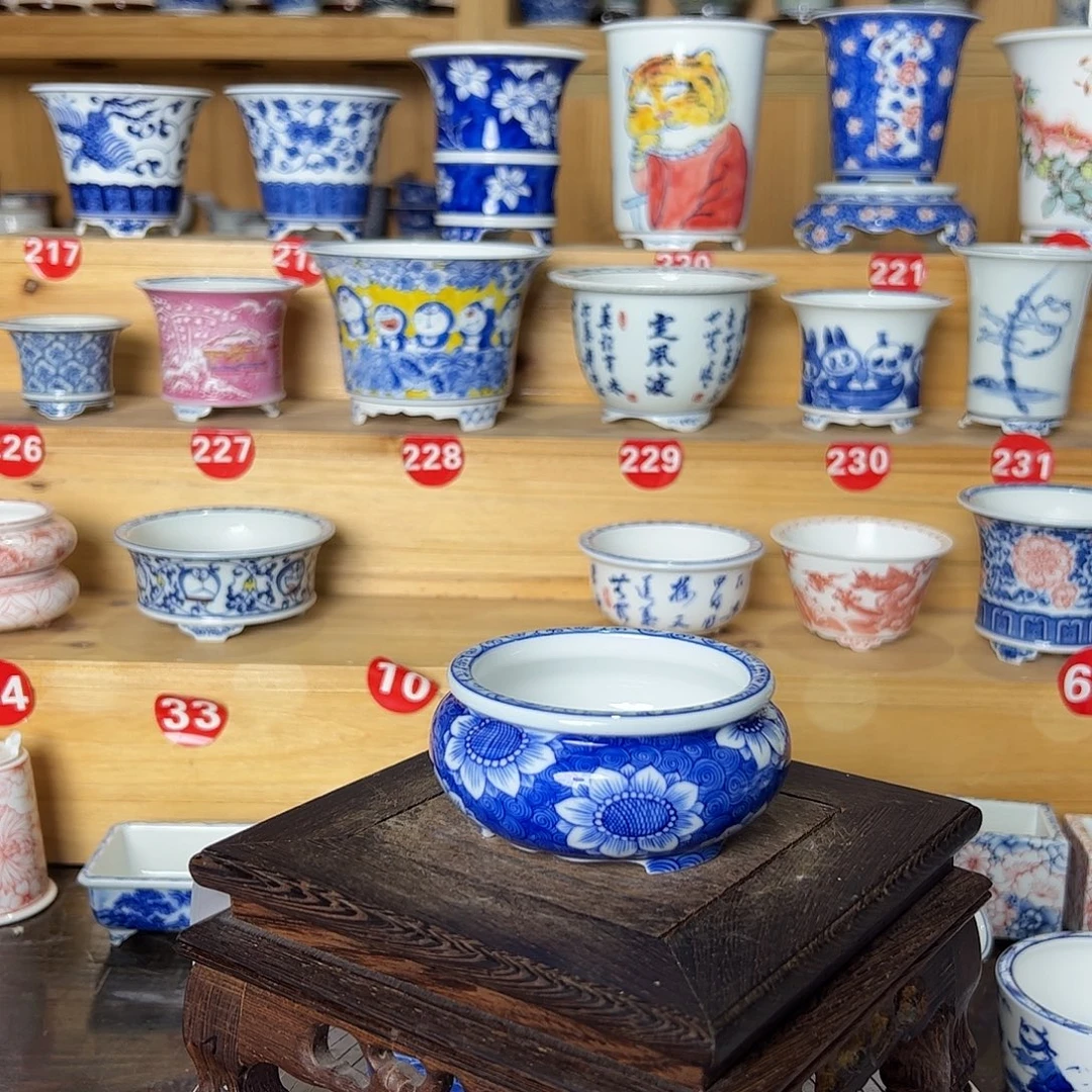 夜***瞳墨奈手绘陶瓷花盆内口高