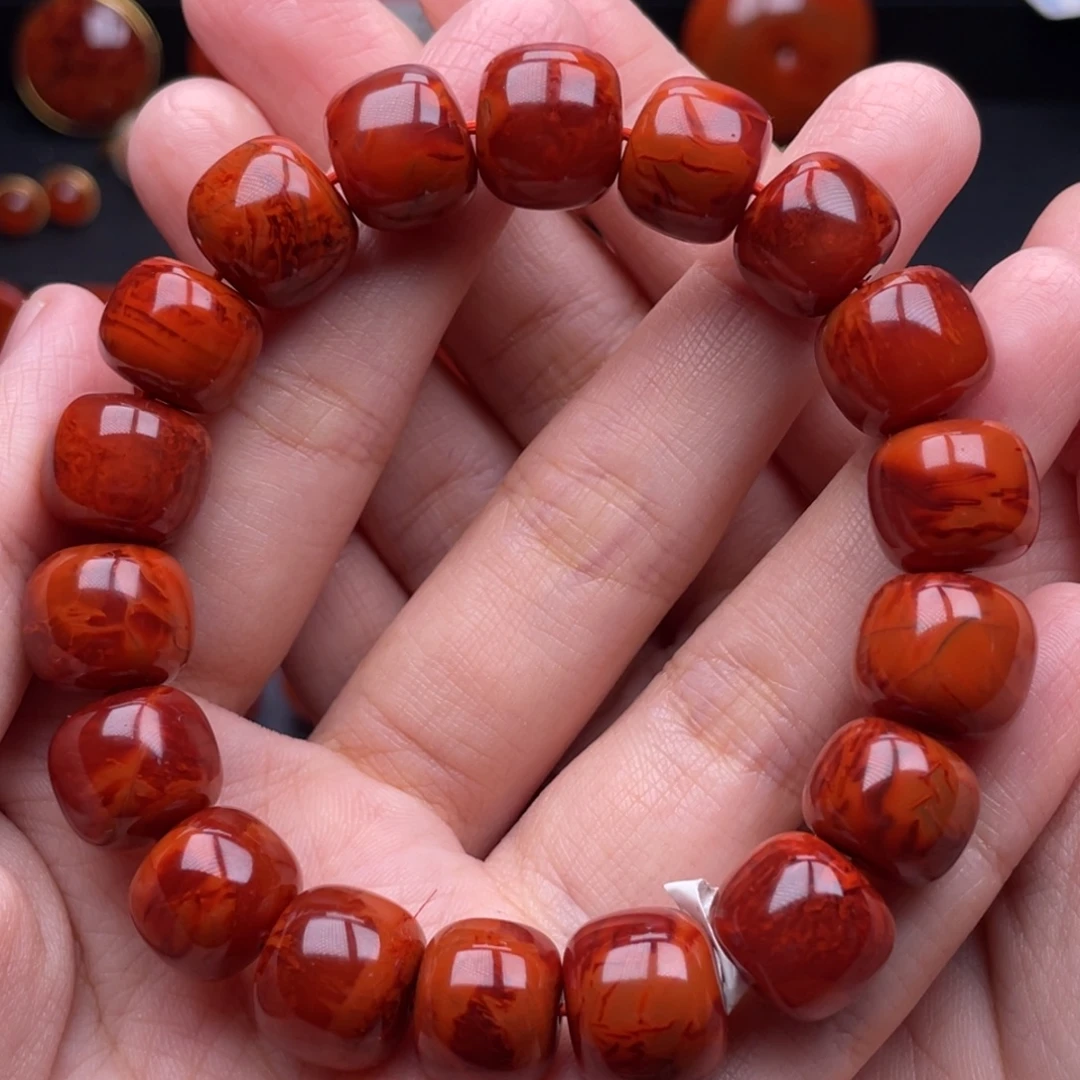 南红玛瑙未镶嵌珠宝奇石单圈13mm