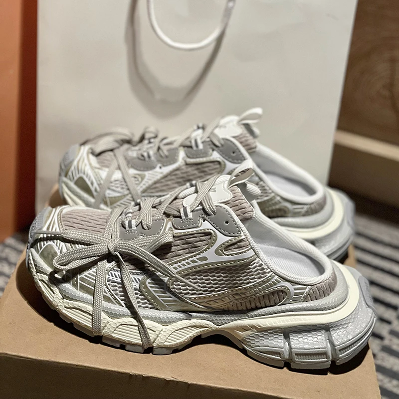 官方正品巴黎3xl九代半拖老爹鞋2025新款莆田炸街休闲包头拖男女