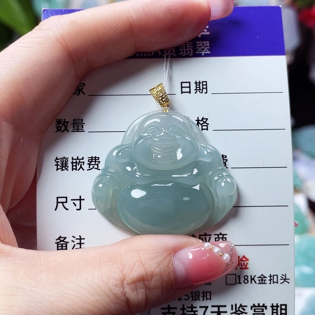 翡翠18K金镶嵌颈饰佛公56