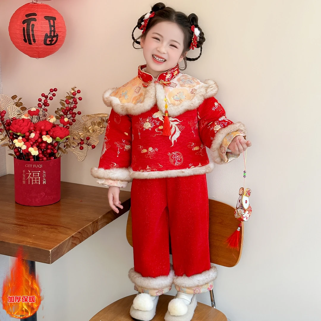 女童冬季拜年服2025新款儿童新中式过年服宝宝加厚国风表演服冬装