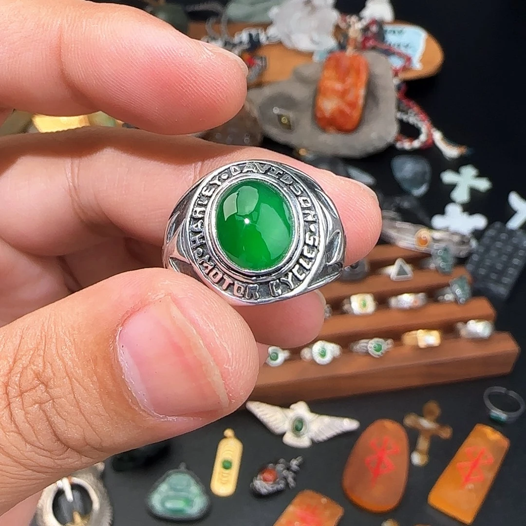 乾***财翡翠戒指银S925镶嵌
