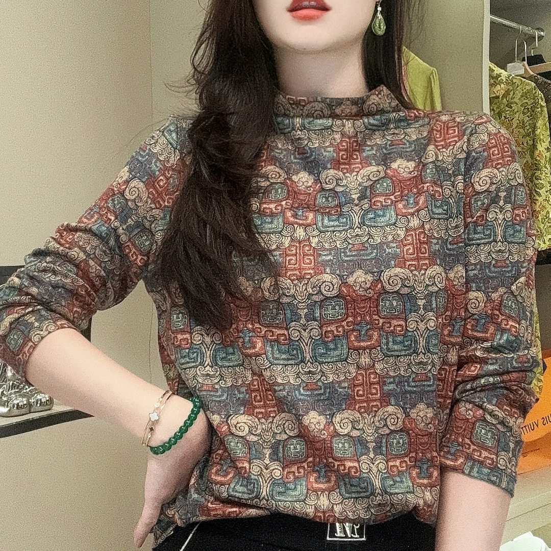 2025年新款高级工艺百搭打底衫长袖网红洋气时尚宽松Q24CD1953