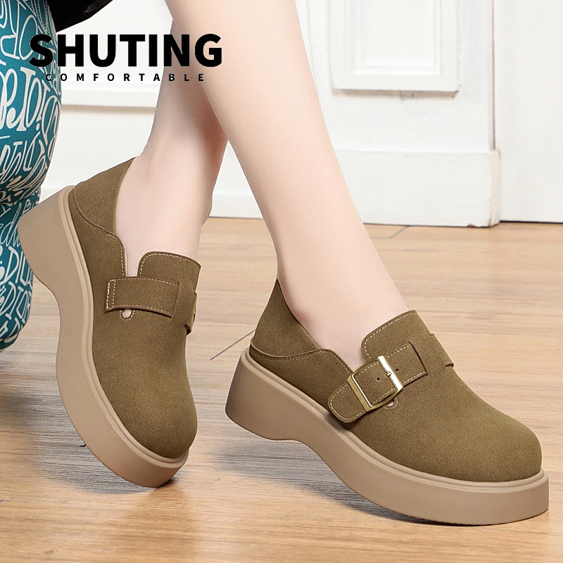 勃肯鞋2025春季新款单鞋一脚蹬厚底增高软底舒适轻便女鞋百搭款