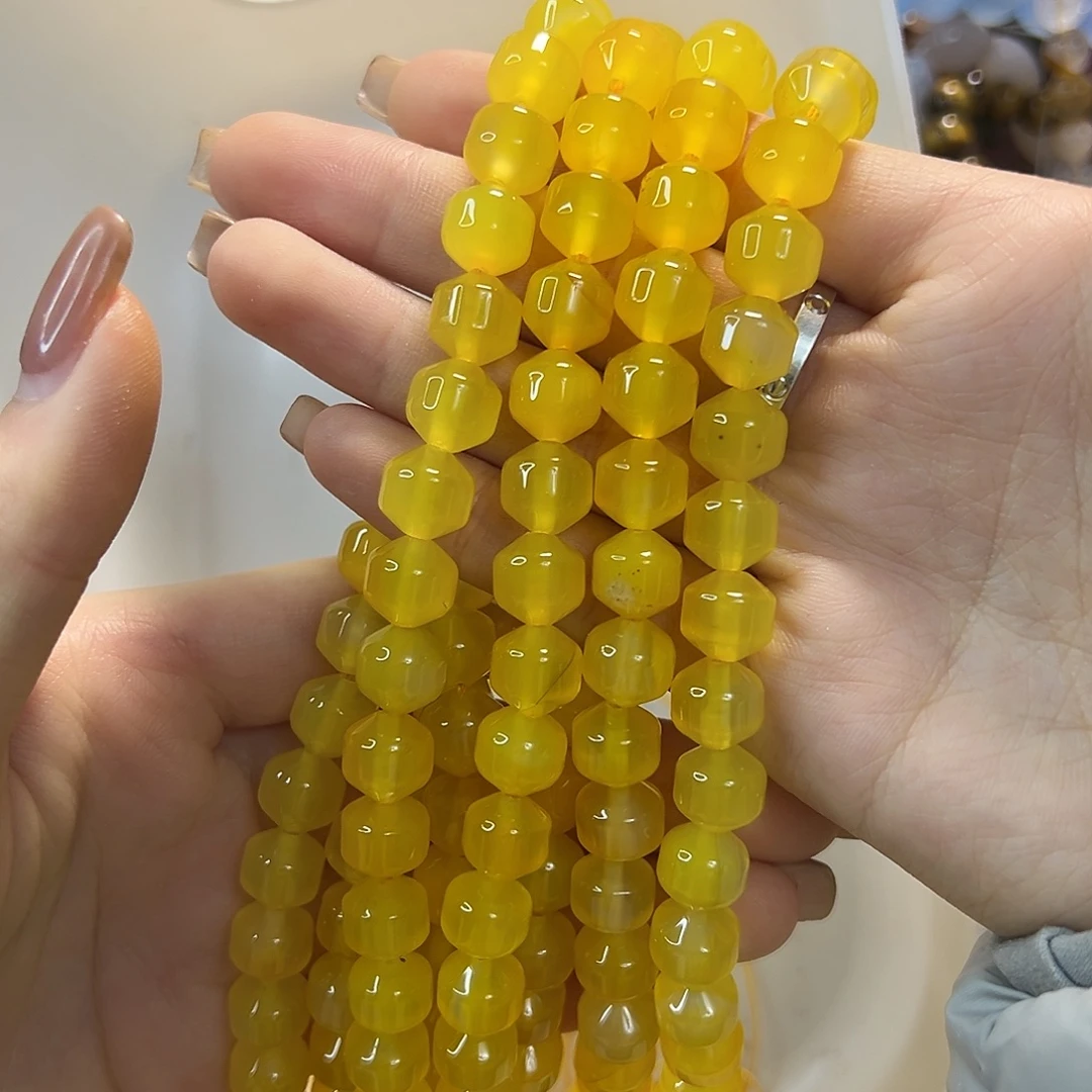 玛瑙/玉髓合金珠宝半成品黄玛瑙灯笼切卡10一条