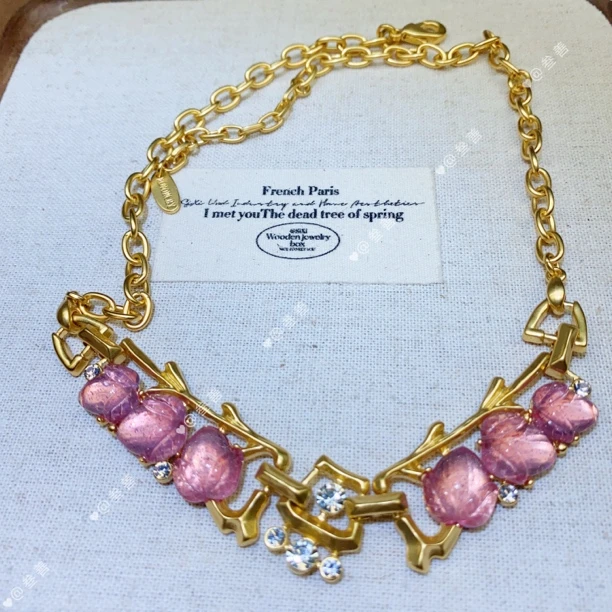 铜合金琉璃项链 叁善甄选 中古Necklace中古烧金加粉琉璃重工项链