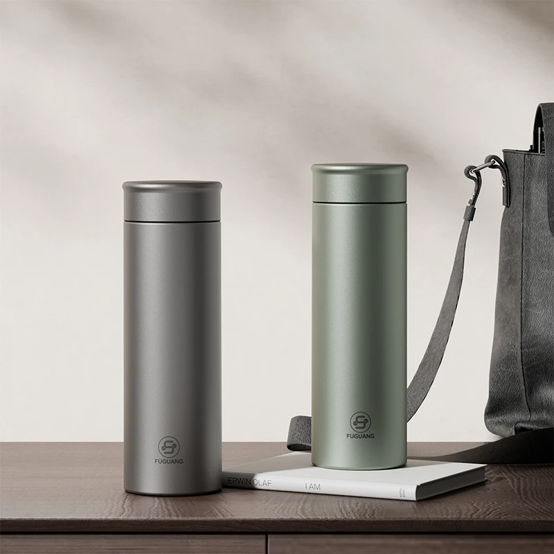 富光简约纯钛车载水杯高档便携式女保温杯专用大容量商务男士杯子