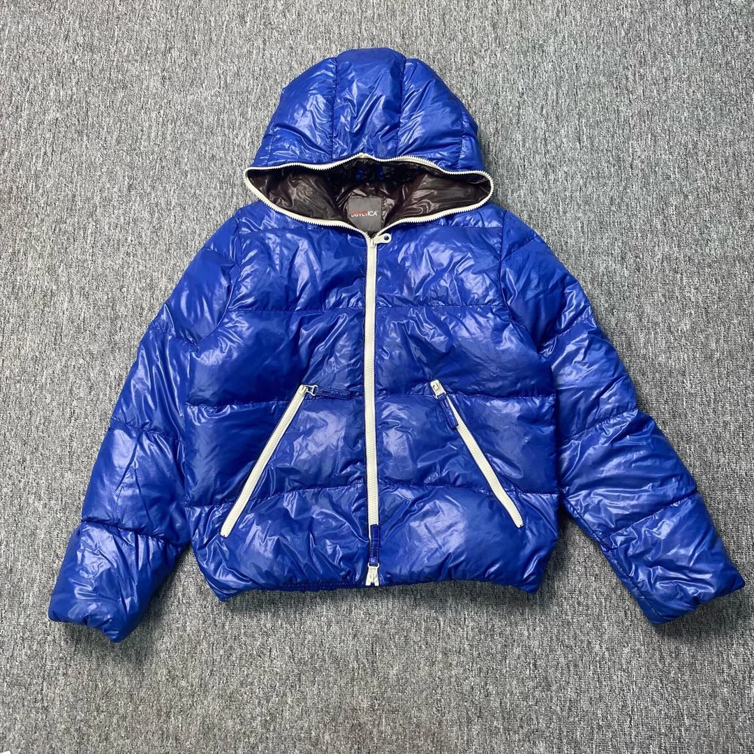 95新  CQ Duvetica蓝色连帽羽绒服/46码/95新/微瑕/54629