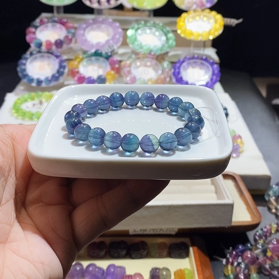 萤石手链未镶嵌紫蓝