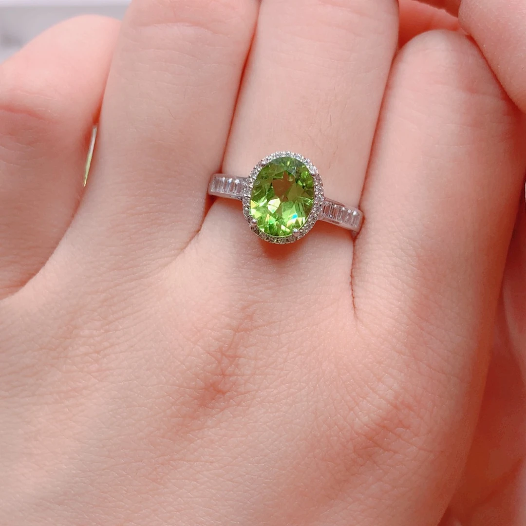 戒指银S925镶嵌橄榄石