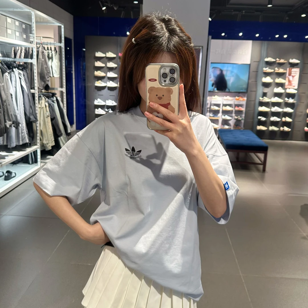 adidas阿迪达斯 三叶草新款短袖大LOGO休闲运动圆领T恤JN1675