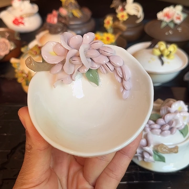 千玺造物紫藤花茶杯